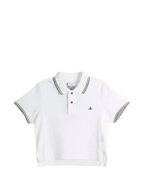 Vivienne Westwood Orb-embroidered cropped polo top White 1H010005J00AU