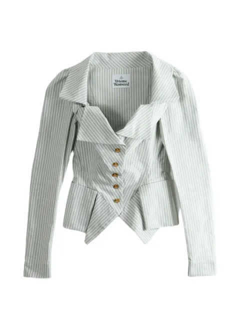 Vivienne Westwood stripe-pattern peplum-hem top Green 15010061W01JM