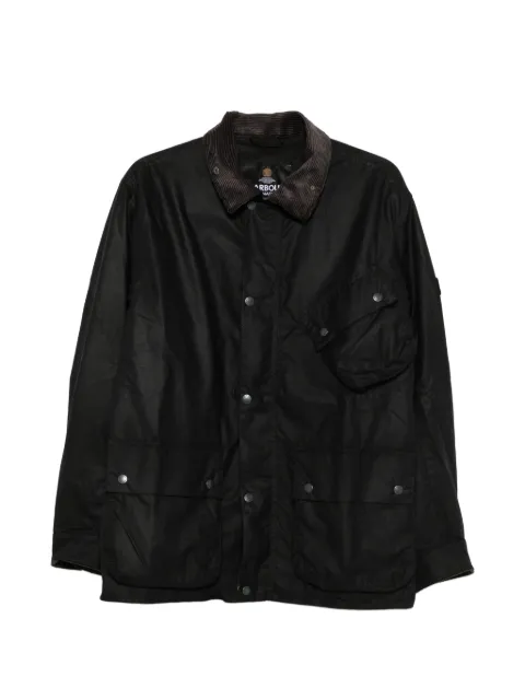 Barbour waxed-cotton corduroy-collar jacket Black MWX2598