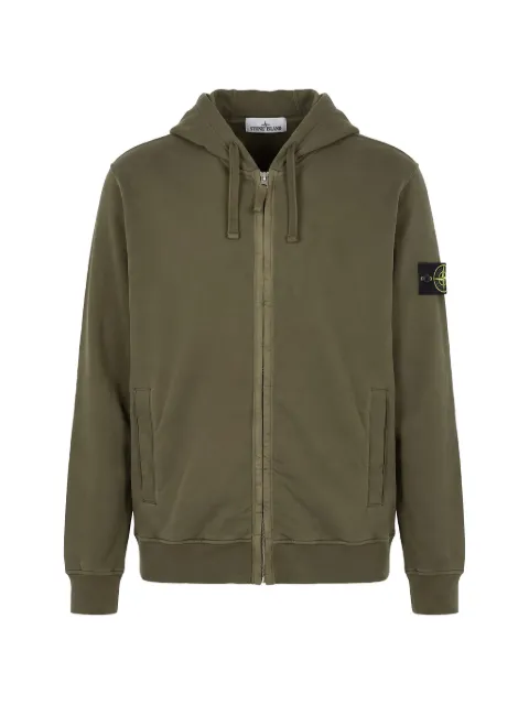 Stone Island logo-patch zip-up hoodie Green L2S156100067S0A20