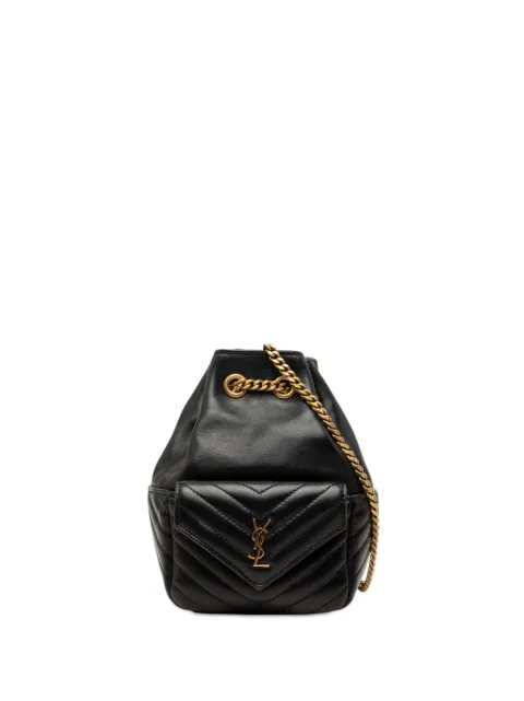 Saint Laurent Pre-Owned 2023 Mini Chevron Lambskin Joe bucket bag Black 2WVVPI038MATG2NL