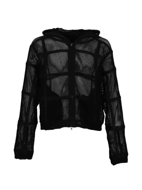 FILTH mesh-panel zip-up hoodie Black FL251CS01BLK