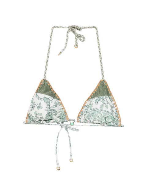BANANA MOON Bosco paisley-print crochet-trim bikini top Green BOSCONASSIMIA