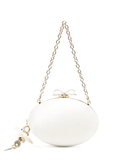 Self-Portrait Bow-detail oval clutch bag Neutrals PF26322BC