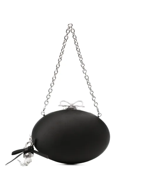 Self-Portrait bow-clasp chain-strap clutch bag Black PF26322BB
