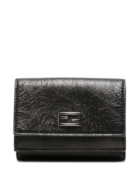 FENDI FF logo crinkled leather wallet Black 8M0595B14M