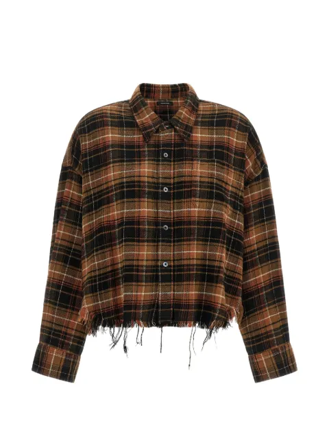 R13 frayed-hem cropped shirt Brown R13WR150R858B
