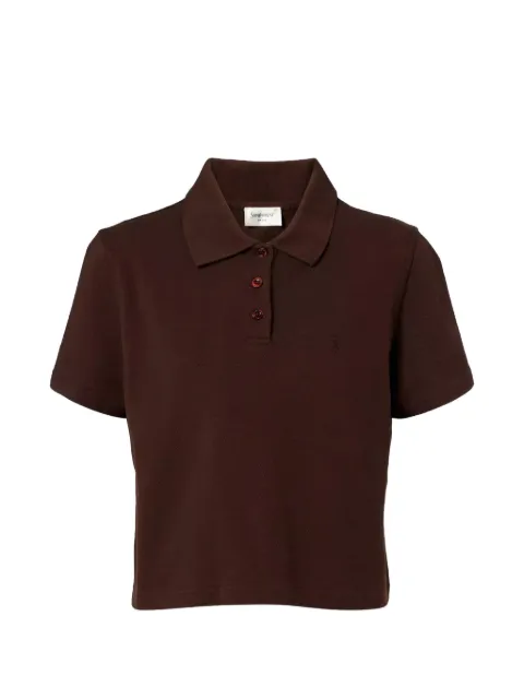 Saint Laurent oversized logo-embroidered polo shirt Brown A003I4Y38EK