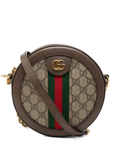 Gucci Pre-Owned 2016-2026 Mini GG Supreme Web Ophidia Round crossbody bag Neutrals U1JWCQI55EGRPNWO