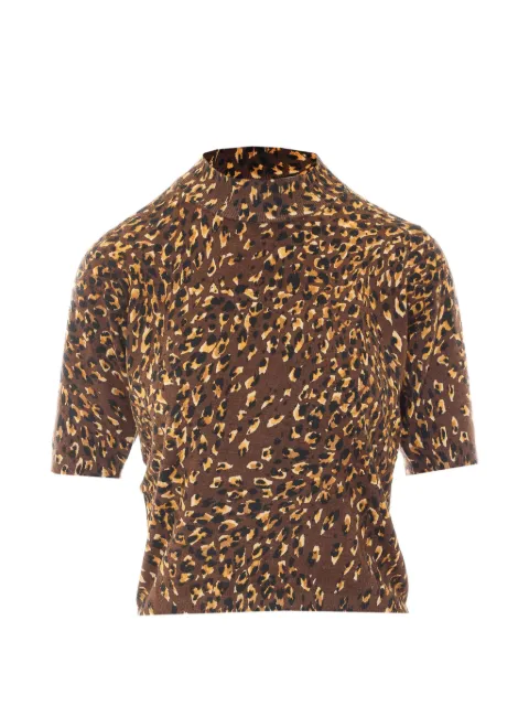 TWINSET animal-print high-neck T-shirt Brown 262TP3451
