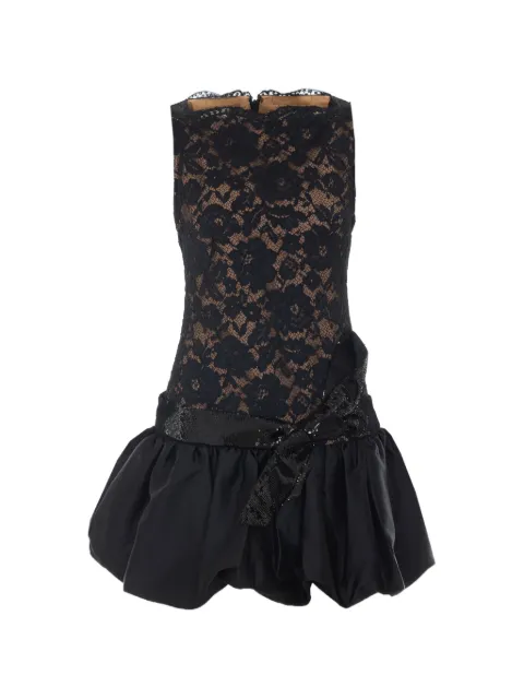 Self-Portrait black lace bubble-hem mini dress Black 013S