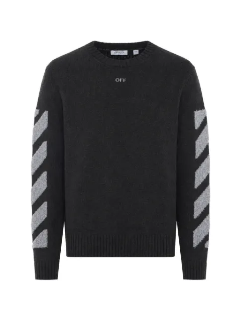 Off-White Diag fuzzy knit crew-neck sweater Black 44MHE087F26K002