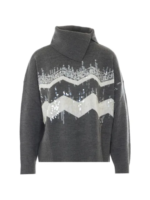 LIU JO jacquard sweater in wool blend Grey TF6158MA22SD3031