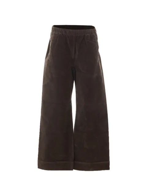 TRUE AVENUE Pensil elasticated-waist wide-leg trousers Brown PENSILSMOOTHVELVETBROWN