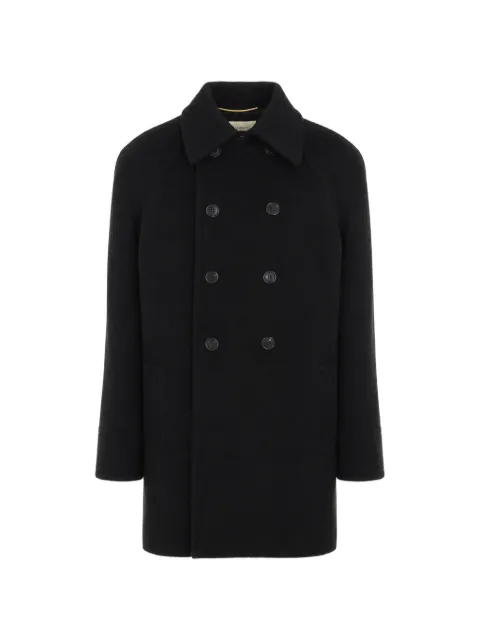 Saint Laurent double-breasted reinforced-shoulder coat Black 866248Y060R