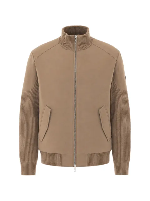 Moose Knuckles ribbed-knit panelled jacket Brown M35MK6611968