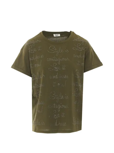LIU JO rhinestone-embellished T-shirt Green WF6368JS904