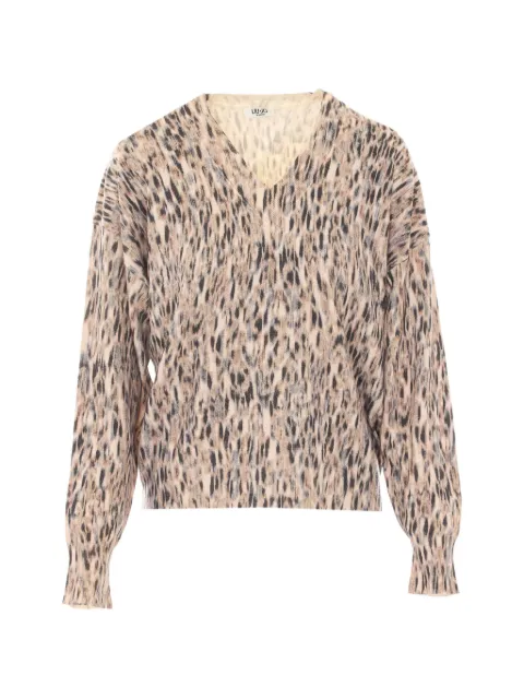 LIU JO leopard-print V-neck sweater Neutrals WF6311MA52S
