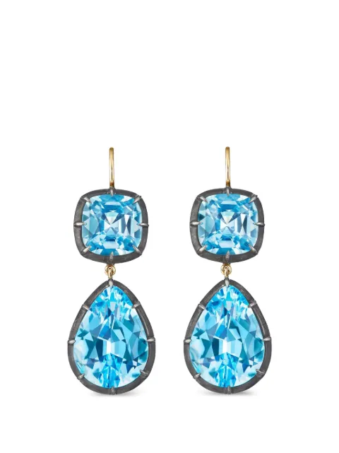 FRED LEIGHTON blue topaz collet drop earrings Gold 132518