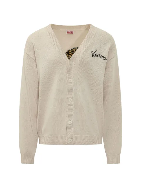 Kenzo KENZO Jumping Tiger embroidered cardigan Neutrals FG65CA8283FN