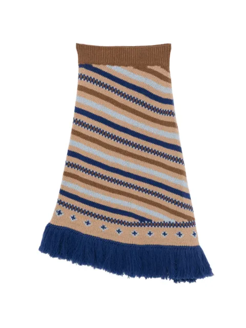 Alanui striped fringed-hem midi skirt Neutrals LWHL041E26KNI001