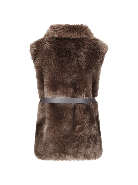 P.A.R.O.S.H. belted faux-fur gilet Brown D410582PRIME
