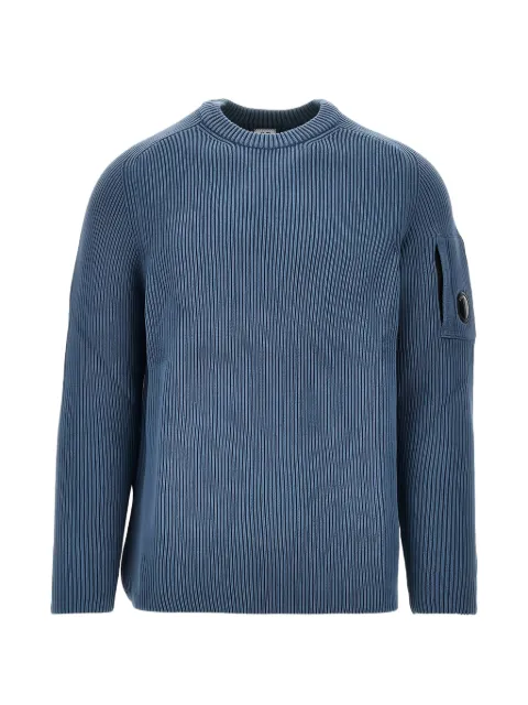 C.P. Company full rib cotton Lens crewneck sweater Blue 21CMKN101A006608A871