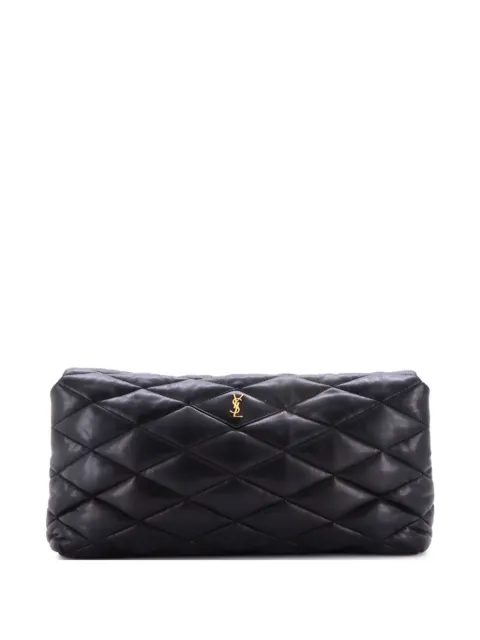 Saint Laurent Pre-Owned Sade Puffer Envelope Quilted Leather Large clutch bag Black ZR8XUN3TP44T6DXI