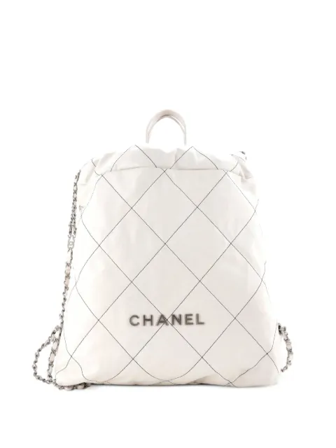 CHANEL Pre-Owned 22 Chain Quilted Calfskin Large backpack White XLD4QFJ84JOX1Q4S