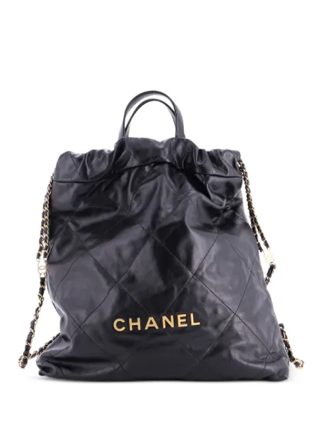 CHANEL Pre-Owned 22 Chain Quilted Calfskin Large backpack Black VQ41242BWQ5CBGXS
