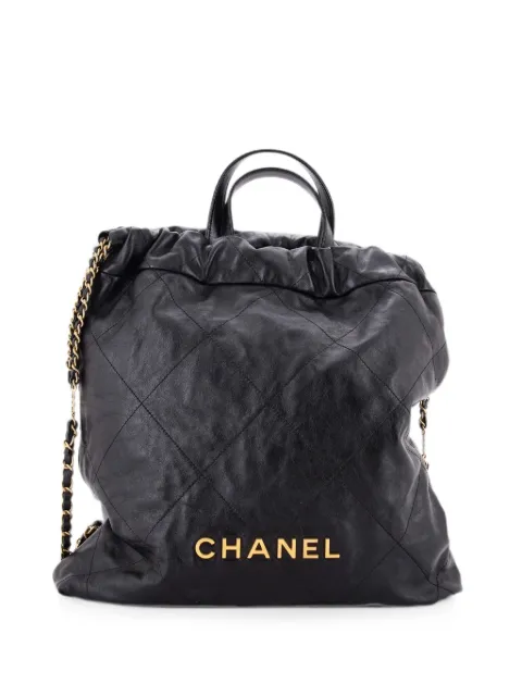 CHANEL Pre-Owned 22 Chain Quilted Calfskin Large backpack Black S8T3DABIXJJ7FY39