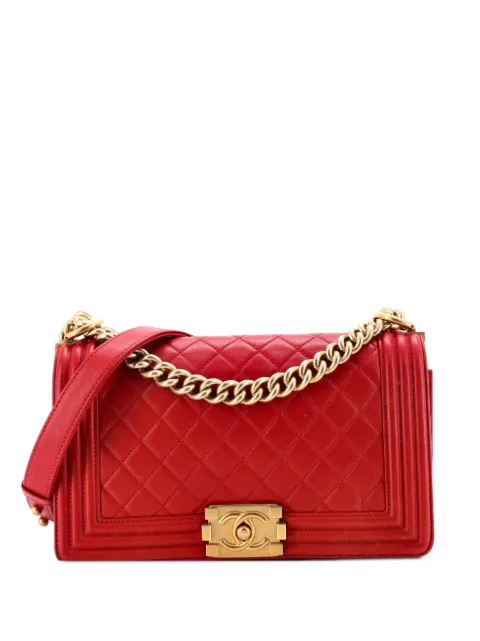 CHANEL Pre-Owned Boy Flap Bag Quilted Lambskin Old Medium shoulder bag Red RYK0CNBTJQM94MBL