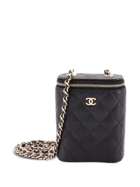 CHANEL Pre-Owned Vertical Classic Vanity Case with Chain Quilted Caviar Small shoulder bag Black DVQ36OU4B9JD7I7A