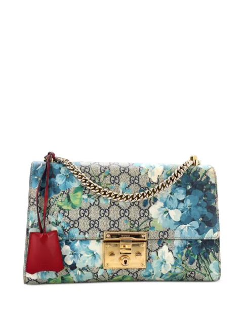 Gucci Pre-Owned Padlock Blooms Print GG Coated Canvas Medium shoulder bag Blue DXT5JDB2MABYVH7O