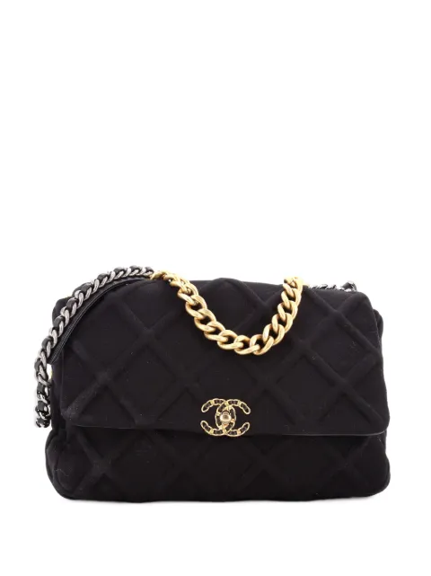 CHANEL Pre-Owned 19 Flap Bag Quilted Jersey Maxi shoulder bag Black QVRKLLK2SCDGRLJC