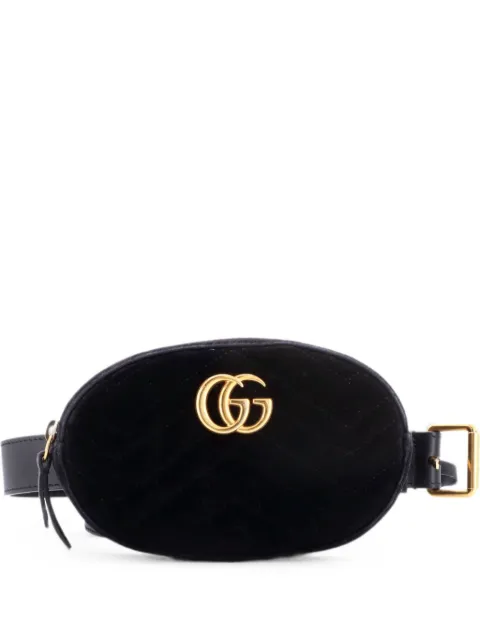 Gucci Pre-Owned GG Marmont Matelasse Velvet belt bag Black QSOL6337UHM2G9CD