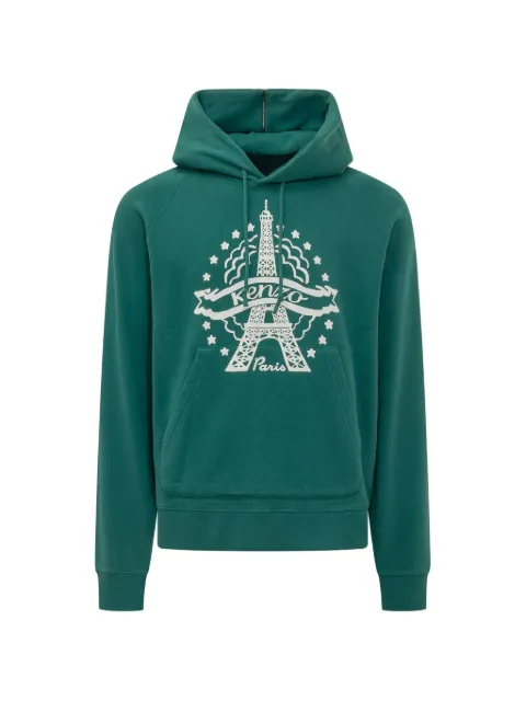 Kenzo KENZO Eiffel Tower Design zip-detail hoodie Green FG65HO5534MQ