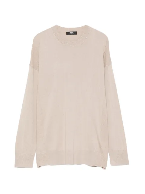 ALPHA STUDIO side-slit crew neck sweater Neutrals FE7954C