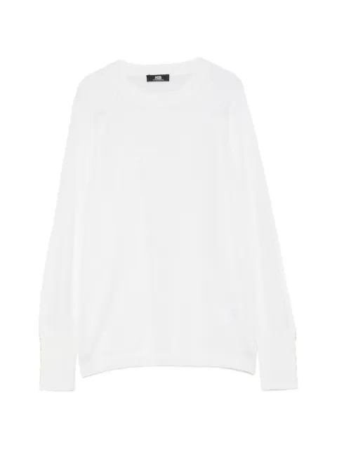 ALPHA STUDIO button-cuff long-sleeve sweater White FE7814C