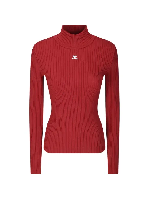 Courrèges Reedition ribbed-knit mockneck sweater Red PERMPU022FI0001