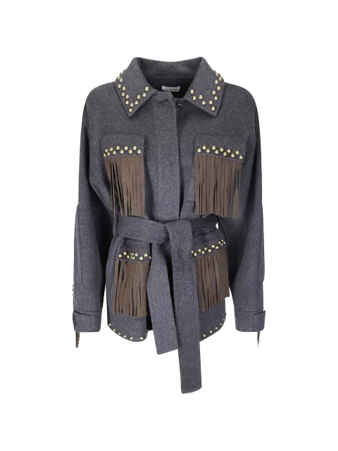 P.A.R.O.S.H. fringed military jacket Grey D431940LEAK26