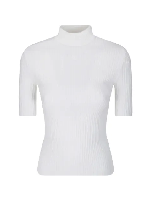 Courrèges Reedition high-neck ribbed-knit short-sleeved sweater White PERMPU026FI0001