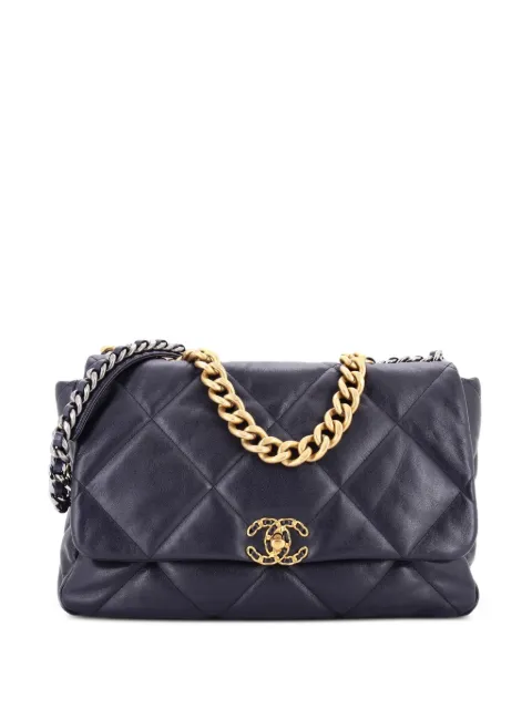 CHANEL Pre-Owned 19 Flap Bag Quilted Leather Maxi crossbody bag Blue F3JHEOTQZ87NTLHR