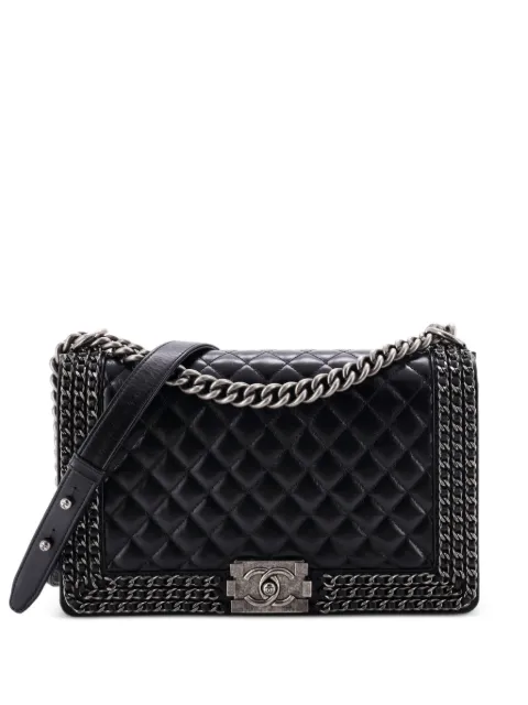 CHANEL Pre-Owned Chained Boy Flap Bag Quilted Glazed Calfskin New Medium shoulder bag Black 919W469ZTF78XJOI