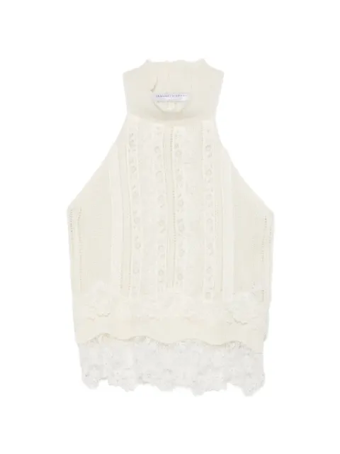Ermanno Scervino lace-trim halterneck tank top Neutrals D495L306APHYI
