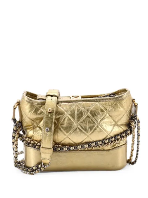 CHANEL Pre-Owned Gabrielle Quilted Metallic Aged Calfskin Small hobo bag Gold AWFG36M74JI62RHZ