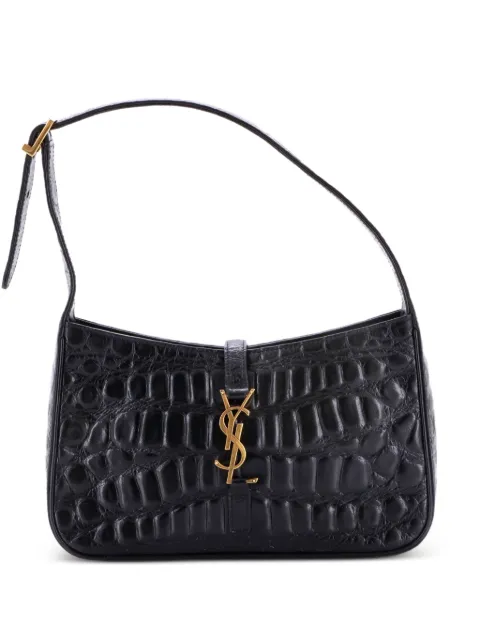 Saint Laurent Pre-Owned Le 5 a 7 Crocodile Embossed Leather Small hobo bag Black O2QGF8CJLD9B84UT
