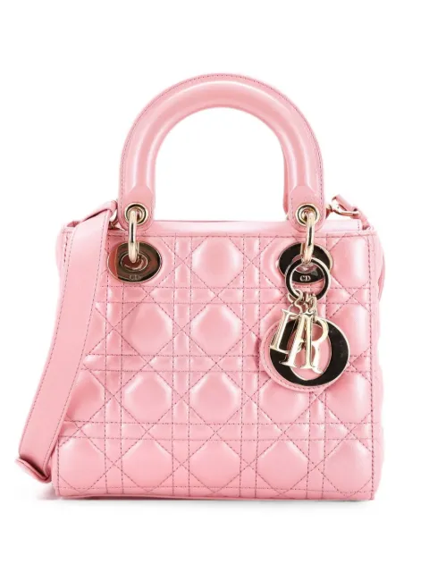 Christian Dior Pre-Owned Lady Dior Bag Iridescent Cannage Quilt Lambskin Small shoulder bag Pink 8OKCGYY2XVYJPKKS