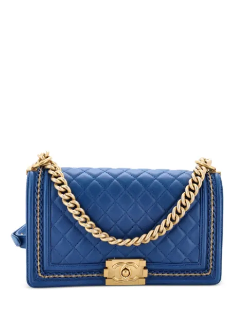 CHANEL Pre-Owned Boy Flap Bag Quilted Lambskin with Chain Detail Old Medium shoulder bag Blue 8LPUH991U9UAB4GL