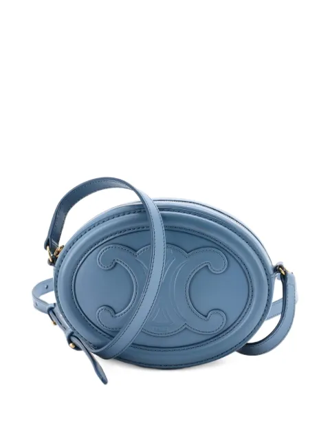 Celine Pre-Owned Triomphe Oval Leather Mini crossbody bag Blue NJMLNTQFZN7NQZYW
